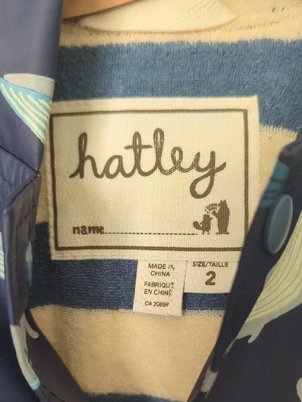 Hatley Navy Whale Print Hooded Raincoat - Picture 2 of 4